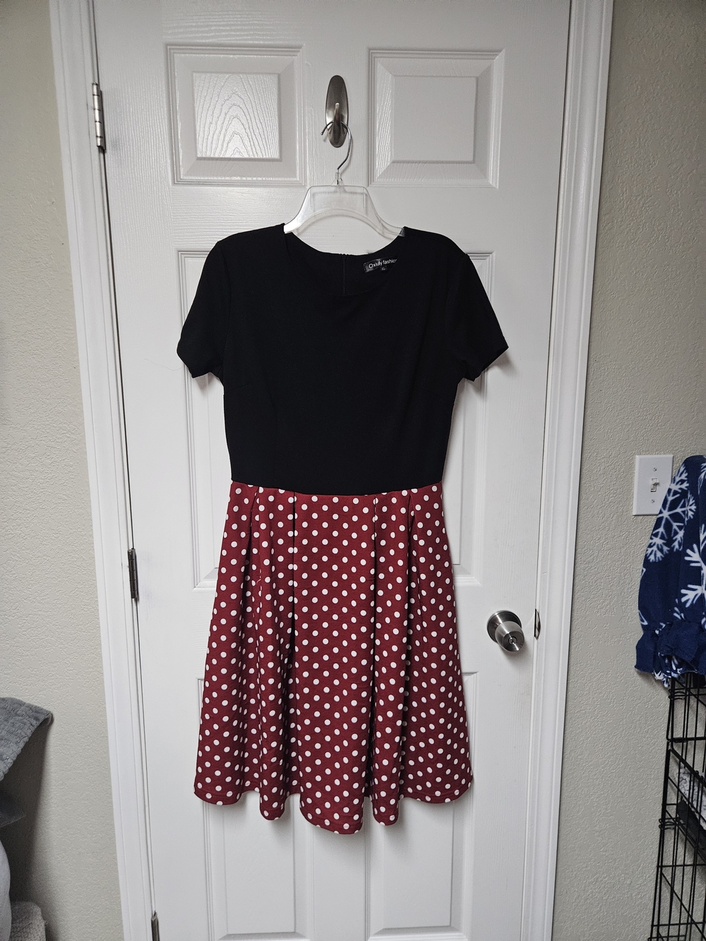 Black Top Red Polka Dot Skirt Fit & Flare Dress